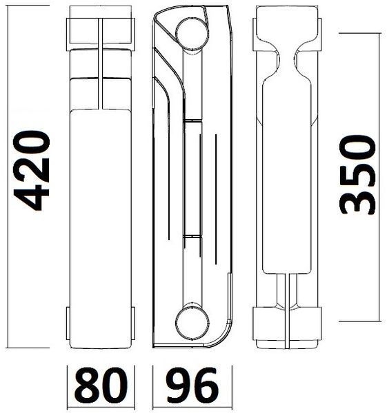 Радіатор біметалевий секційний QUEEN THERM 350/96 (кратно 10) 21821 фото