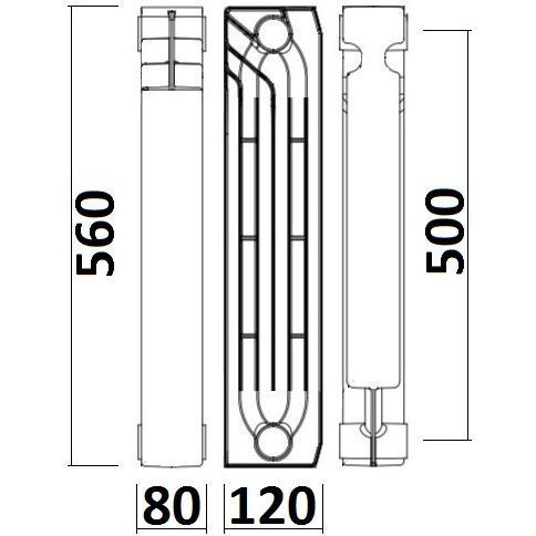Радіатор біметалевий секційний QUEEN THERM 500/120 (кратно 10) 21991 фото